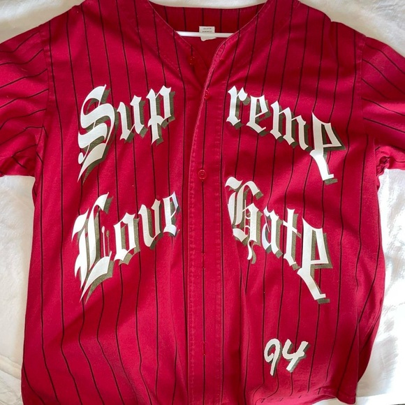 Supreme | Shirts | Authentic Supreme Love Hate Baseball Jersey 29